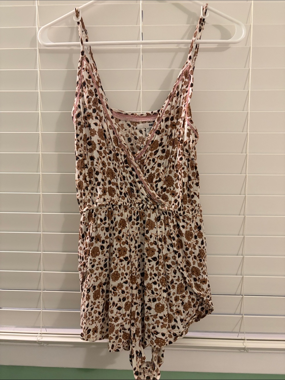 Amuse Society Floral Leopard Surplice Romper in White and Brown